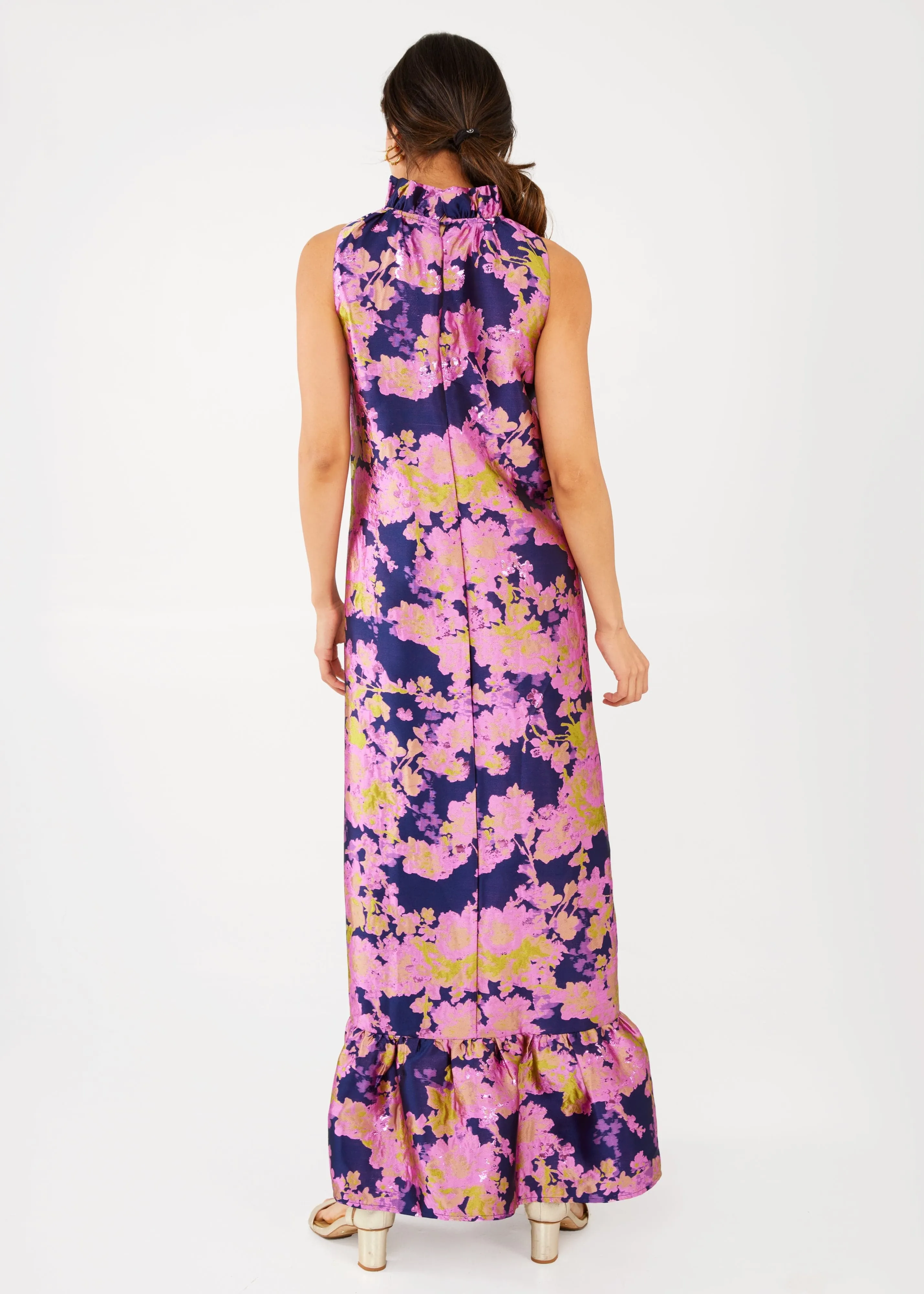 Camille Gown Navy Abstract Brocade sold by Modatrova product image thumbnail 5
