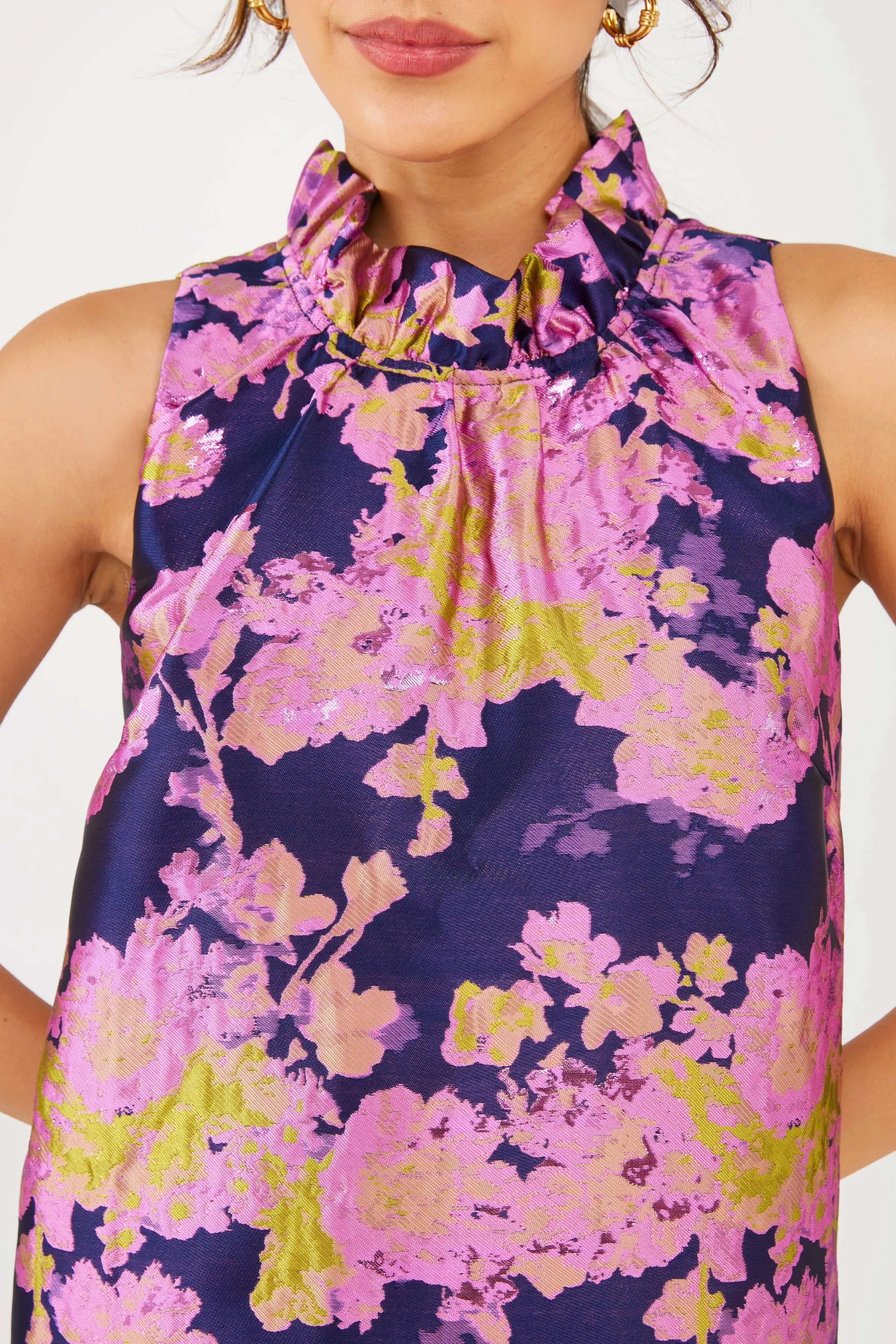 Camille Gown Navy Abstract Brocade sold by Modatrova product image thumbnail 2