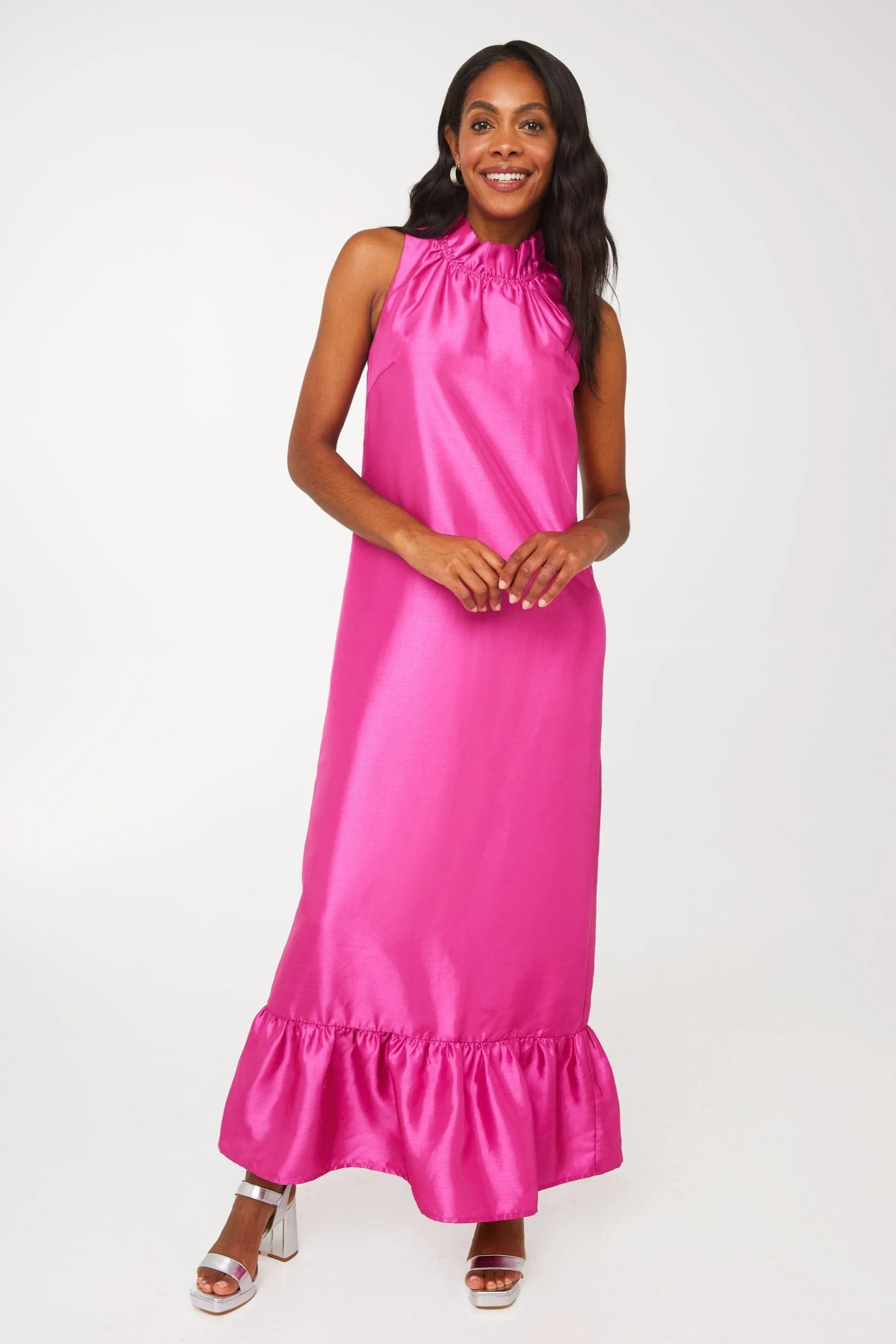 Camille Gown Hot Pink Dupioni sold by Modatrova