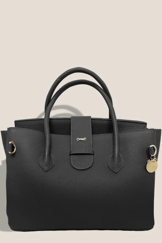 The Onassis 35 Tote - Togo Noir sold by Modatrova