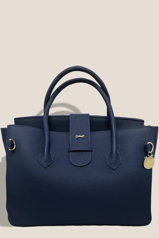 The Onassis 35 Tote - Togo Navy sold by Modatrova