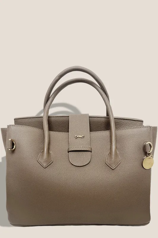 The Onassis 35 Tote - Togo Mocha sold by Modatrova