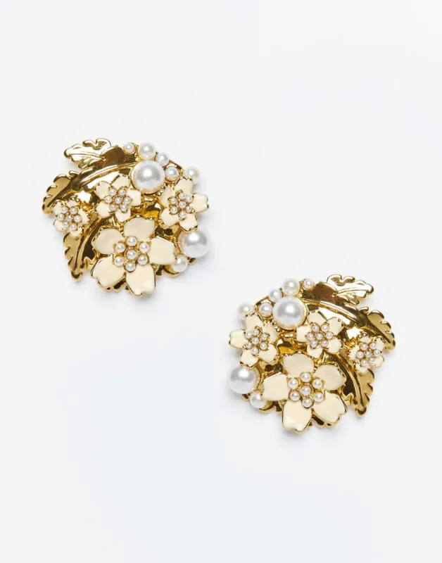 Gilded Sampaguita Cluster Earrings made by Modatrova