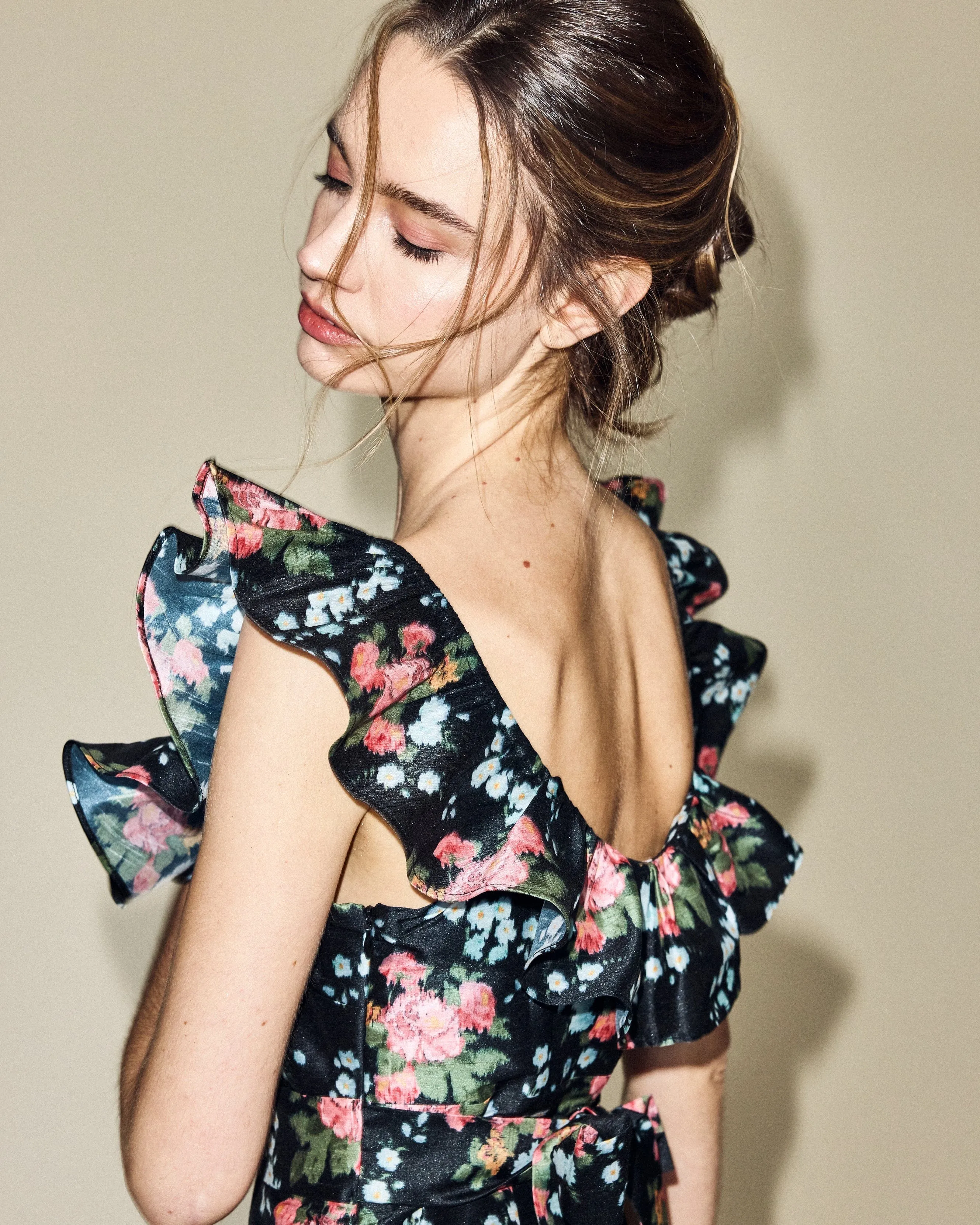 Camille Dress in Black Floral Brocade sold by Modatrova product image thumbnail 3