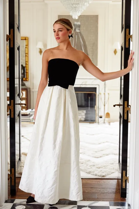 Catherine Gown Velvet and Ivory Embossed Satin made by Abbey Glass