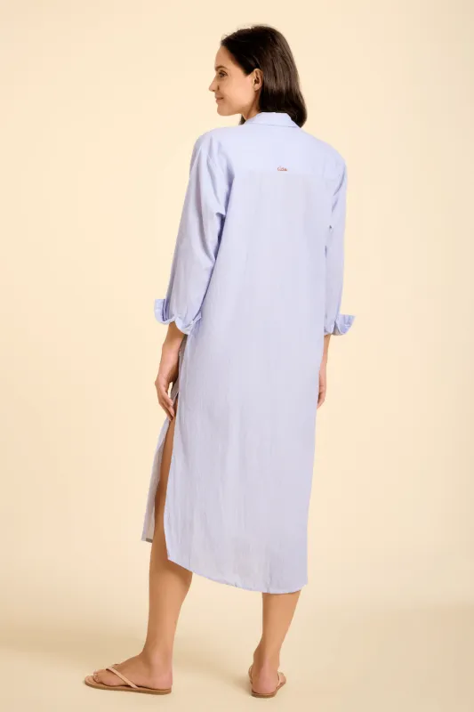 Lido Midi Shirt Dress - Light Blue Stripes with Ciao sold by Modatrova