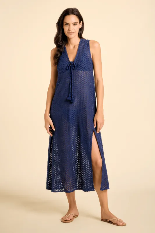 Sorrento Dress - Aria Crochet in Navy sold by Modatrova