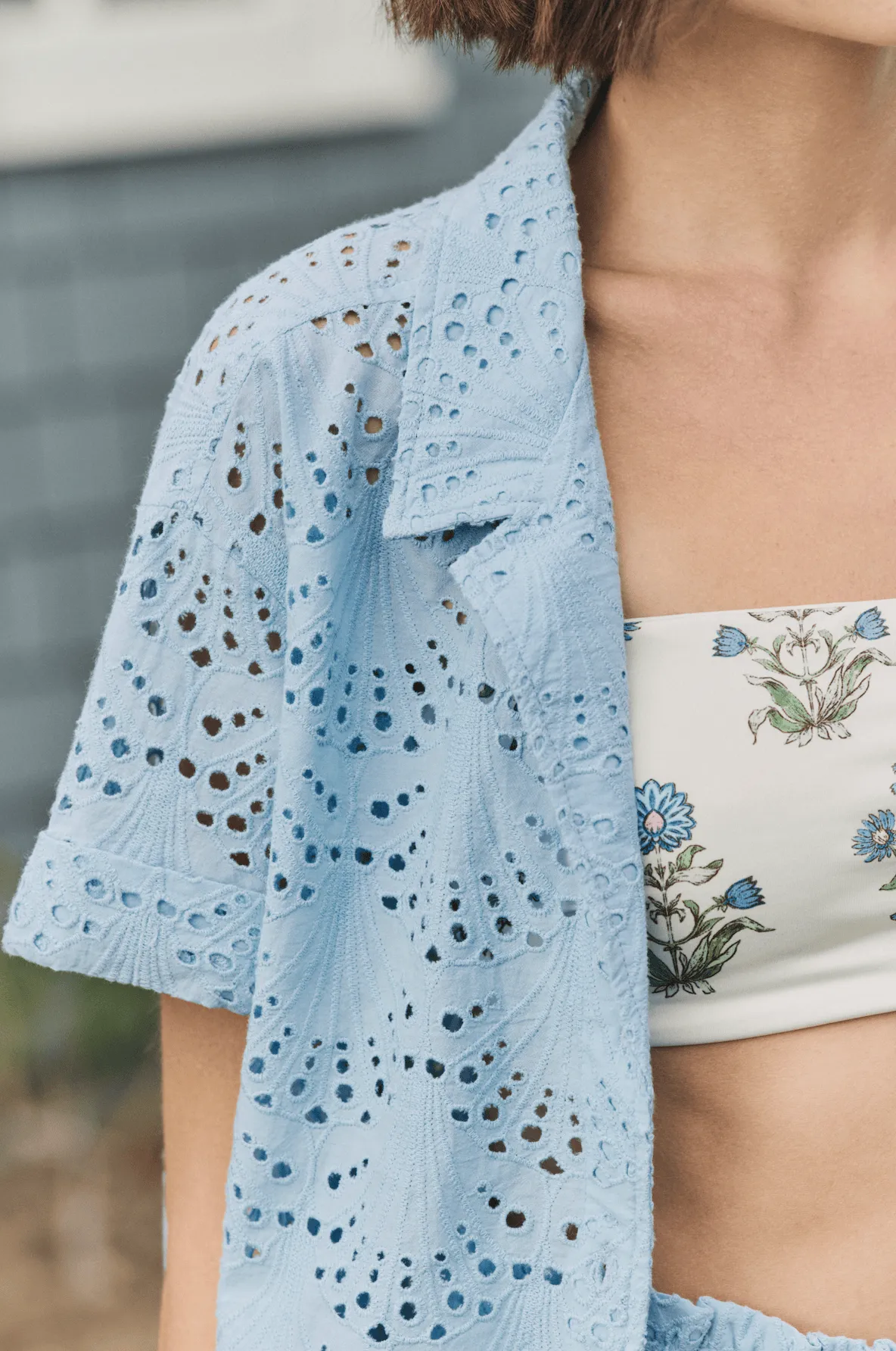 Dakota Shirt Cover-up in Powder Blue Eyelet sold by Modatrova product image thumbnail 3