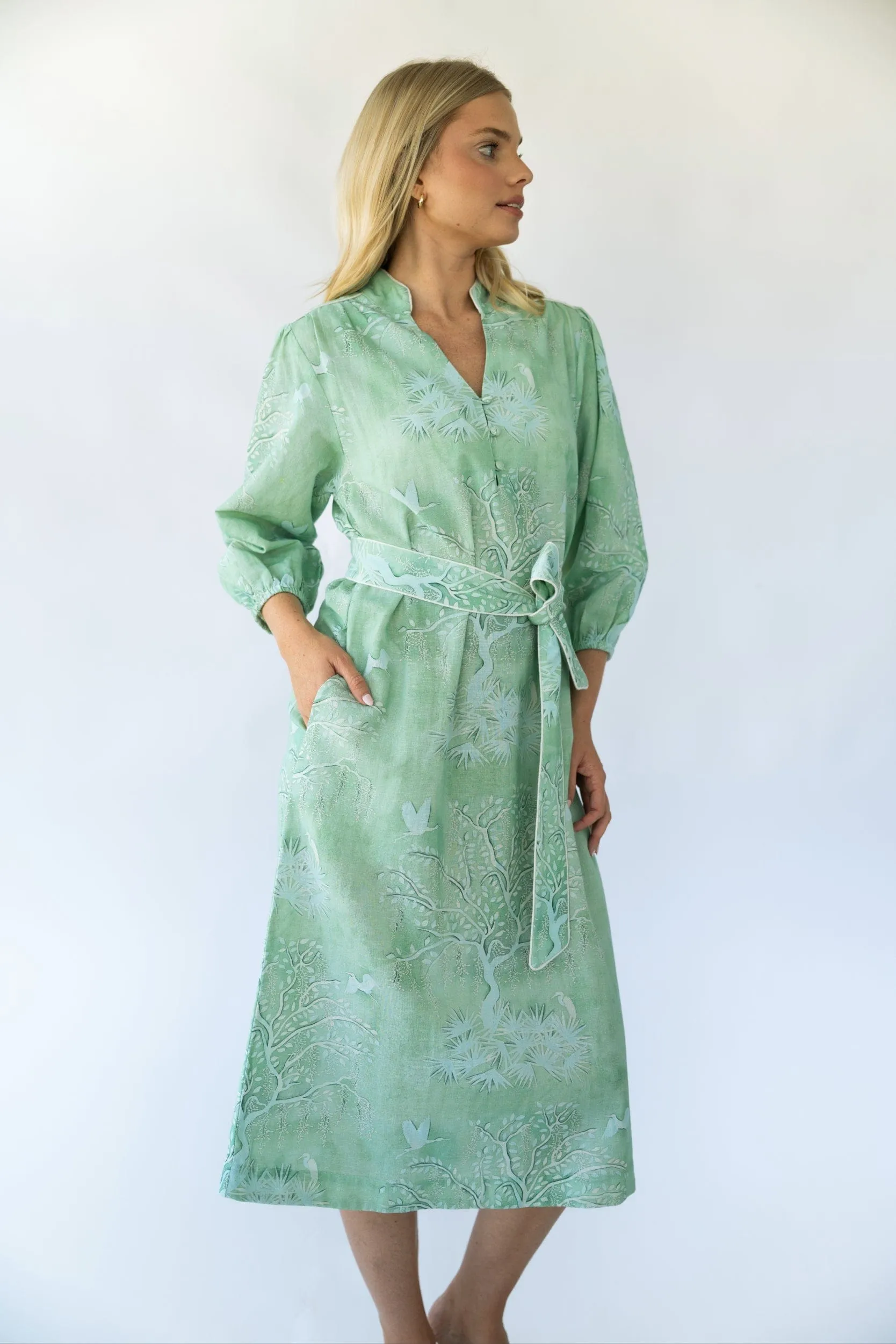 Faith Caftan - Green Lowcountry Watercolor sold by Modatrova product image thumbnail 5