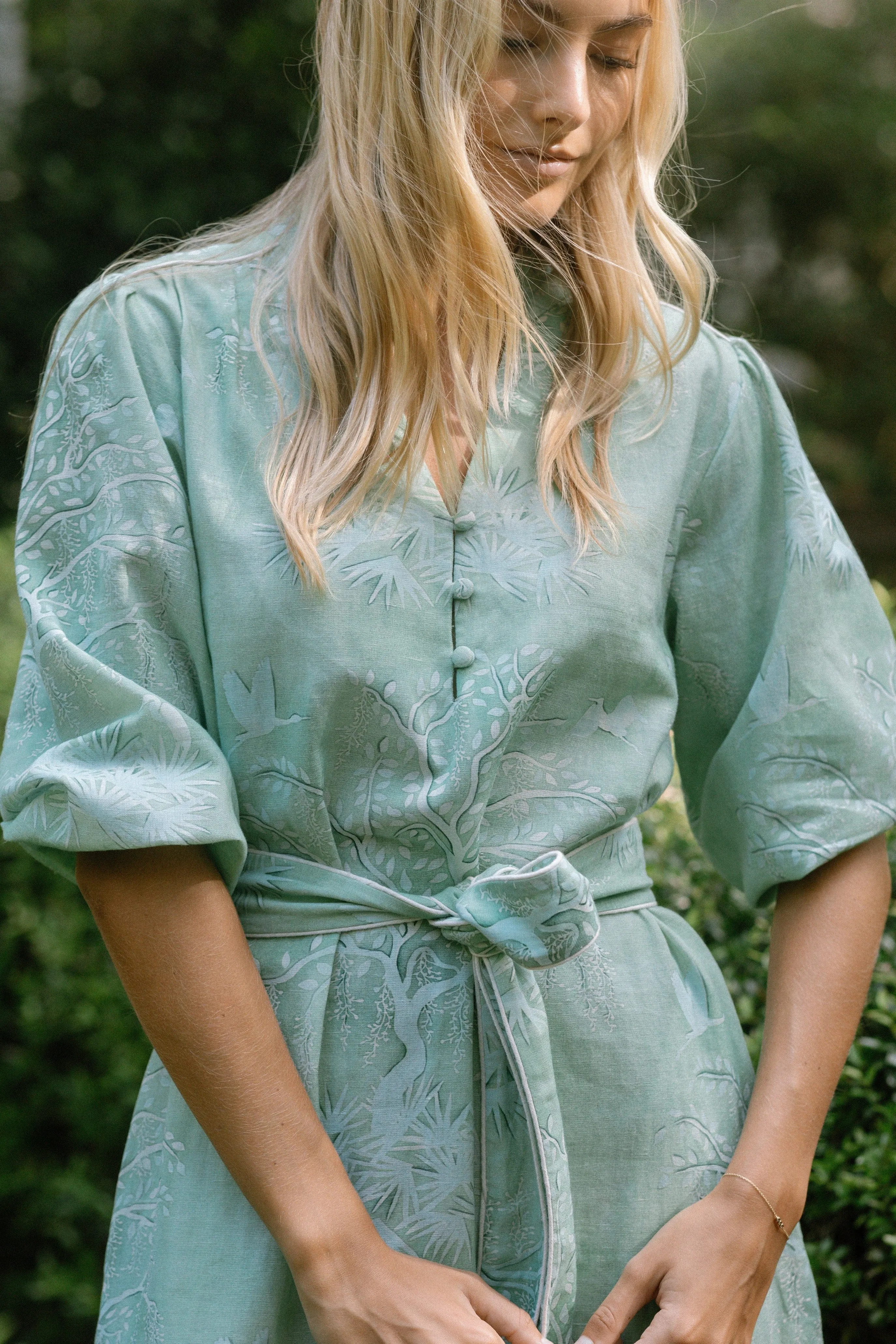 Faith Caftan - Green Lowcountry Watercolor sold by Modatrova product image thumbnail 3