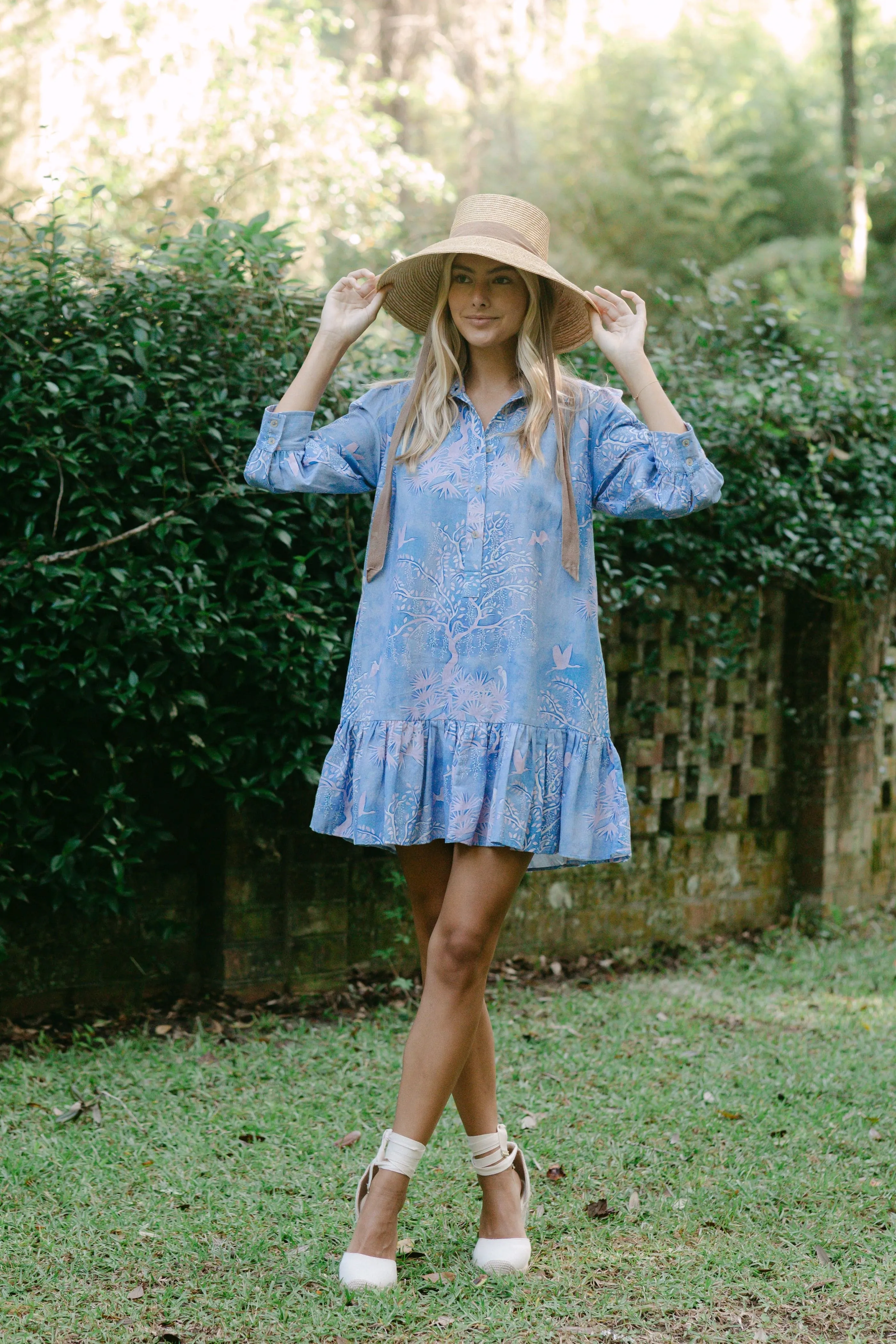 Whalen Shirt Dress - Purple Lowcountry Watercolor sold by Modatrova
