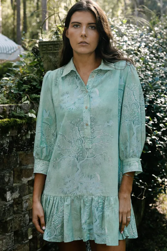 Whalen Shirt Dress - Green Lowcountry Watercolor sold by Modatrova