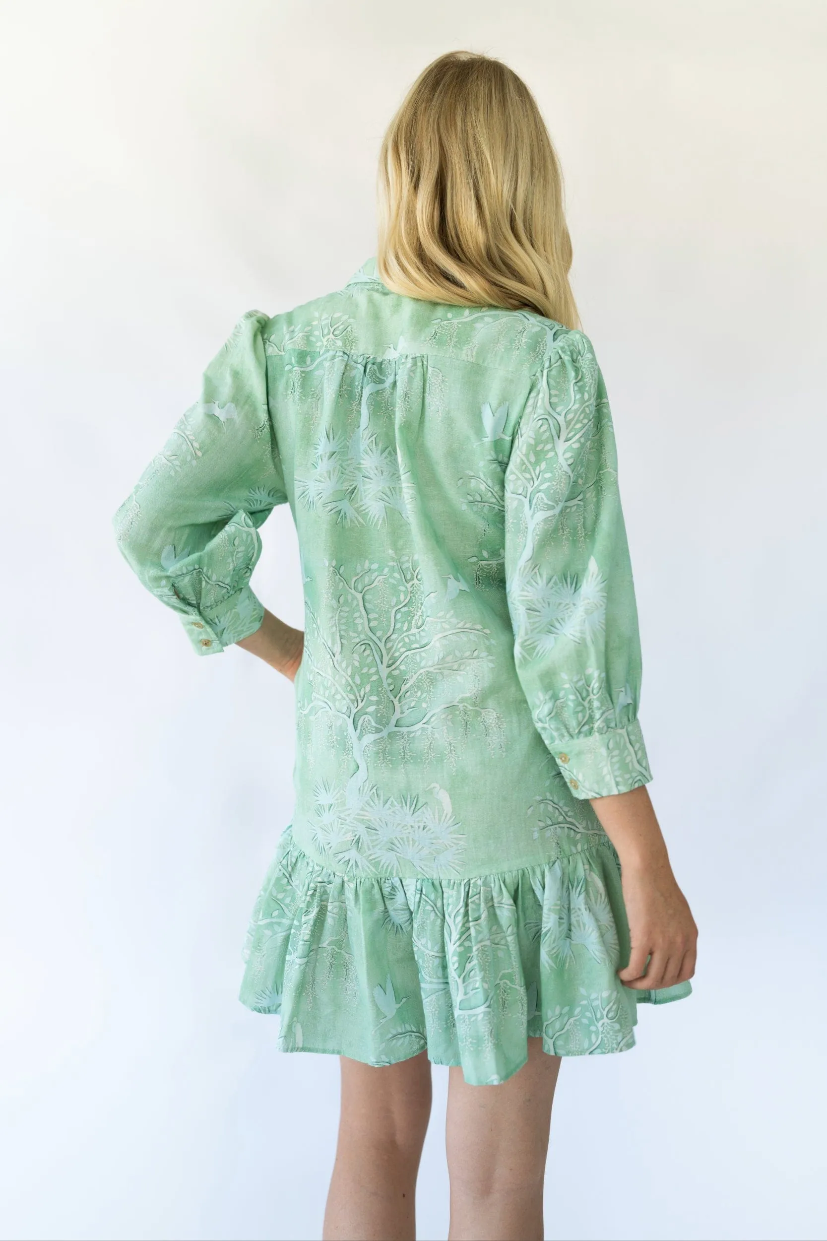 Whalen Shirt Dress - Green Lowcountry Watercolor sold by Modatrova product image thumbnail 5