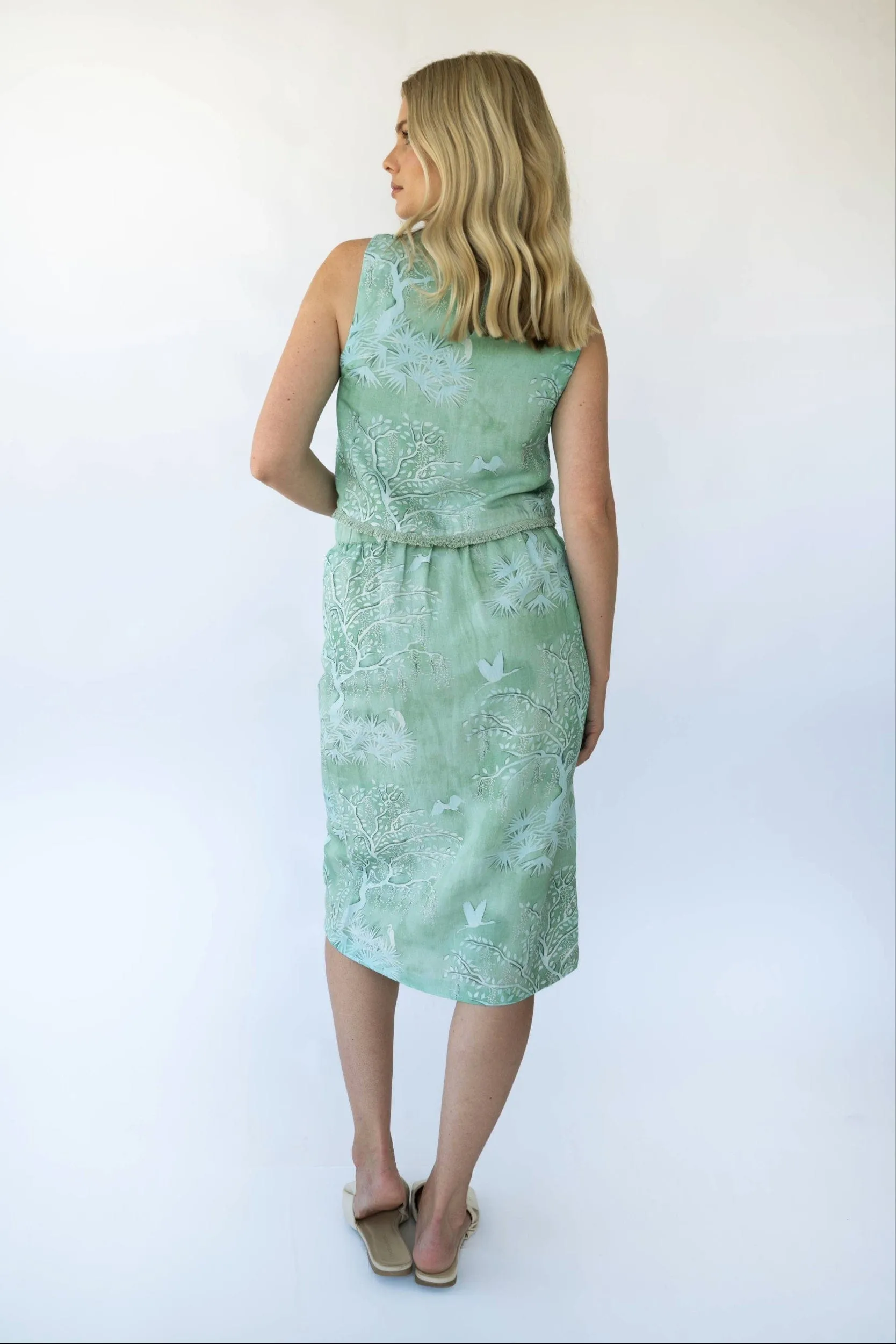 Michelle Skirt - Green Lowcountry Watercolor sold by Modatrova product image thumbnail 4