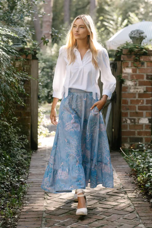 Florence Maxi Skirt - Purple Lowcountry Watercolor sold by Modatrova