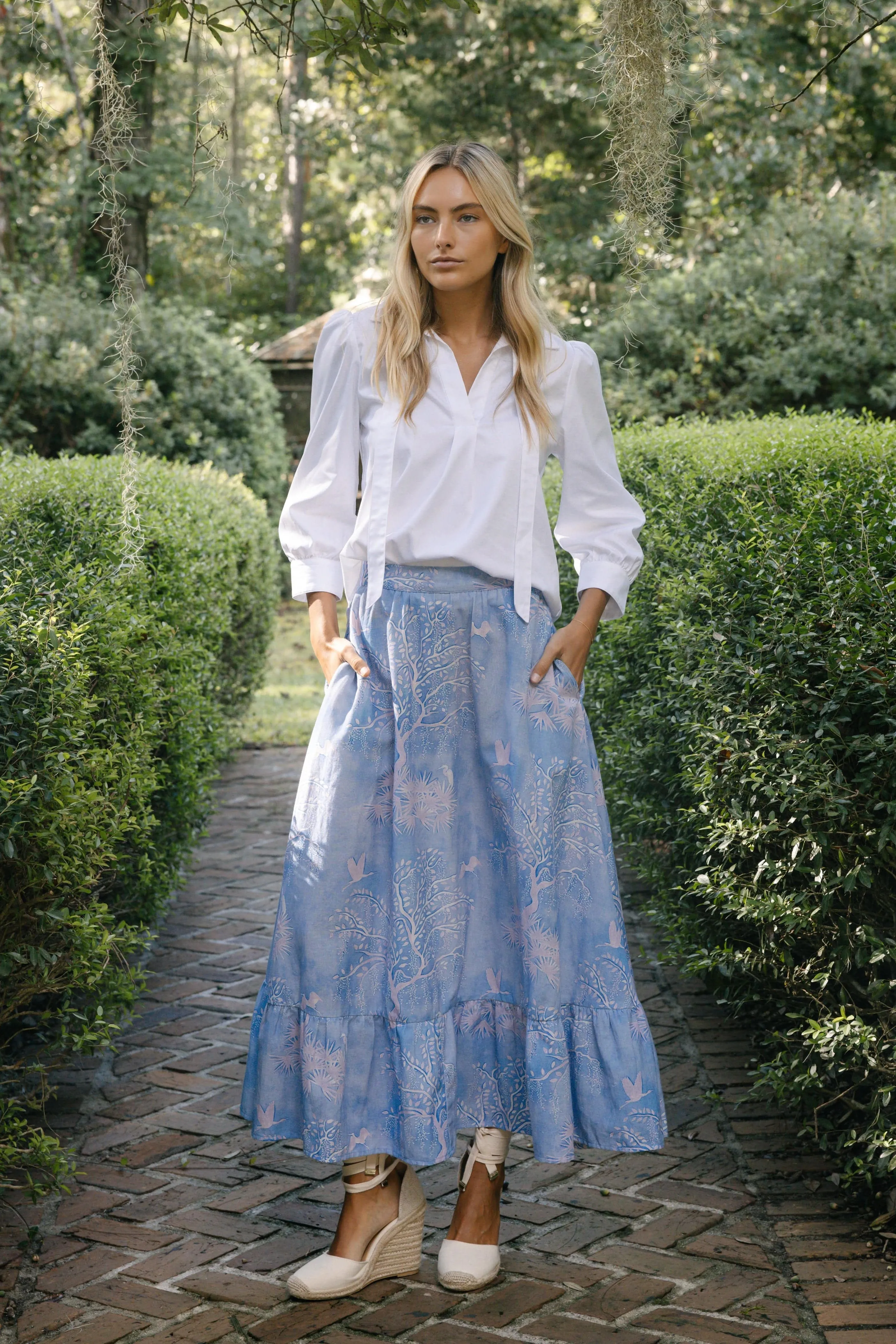 Florence Maxi Skirt - Purple Lowcountry Watercolor sold by Modatrova product image thumbnail 2