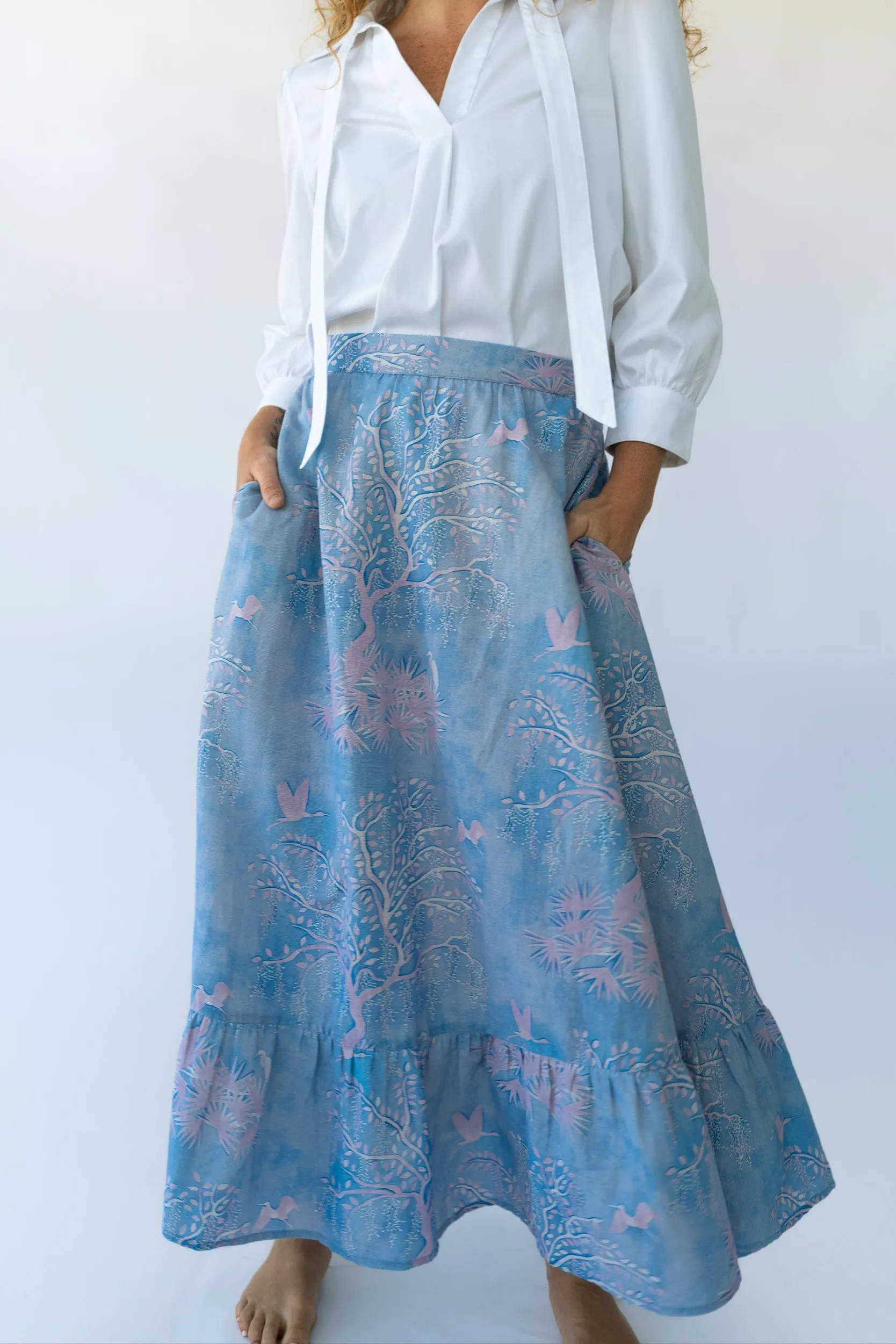 Florence Maxi Skirt - Purple Lowcountry Watercolor sold by Modatrova product image thumbnail 3