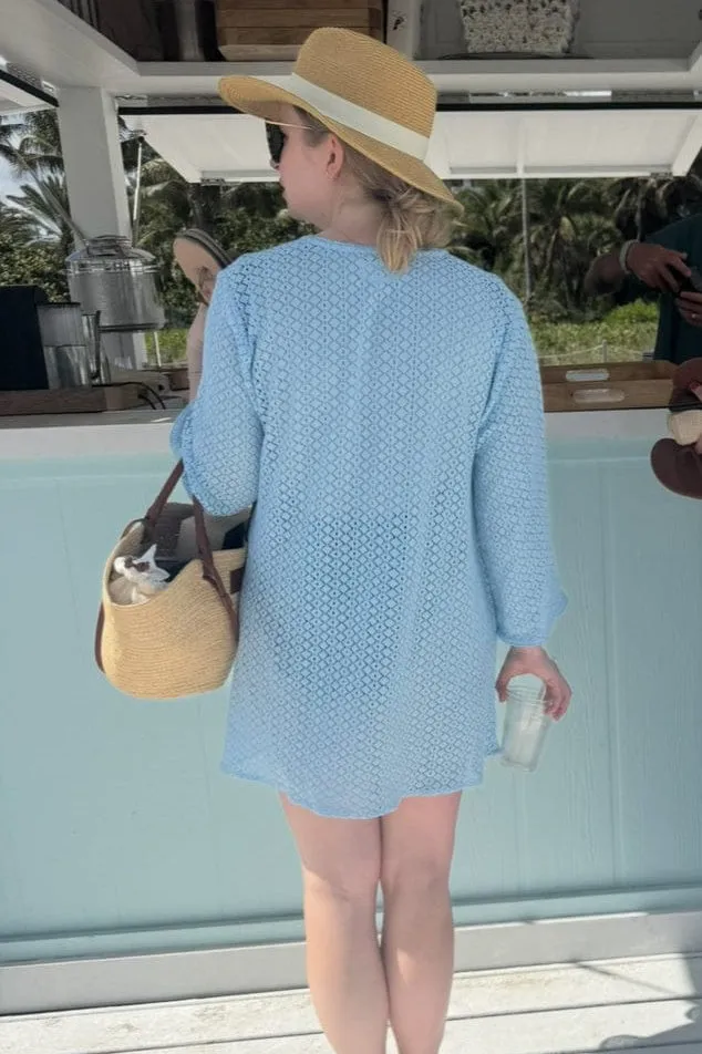 Sorrento Bell Sleeve Dress - Aria Crochet in Light Blue sold by Modatrova product image thumbnail 4