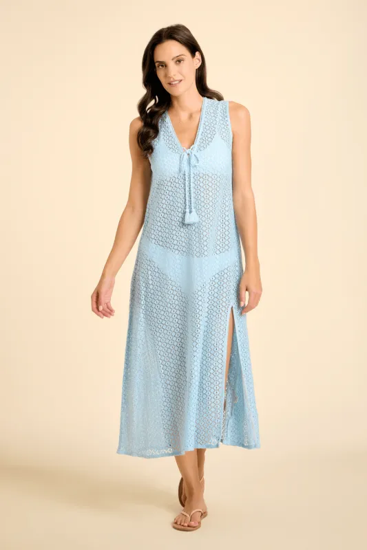 Sorrento Dress - Aria Crochet in Light Blue sold by Modatrova