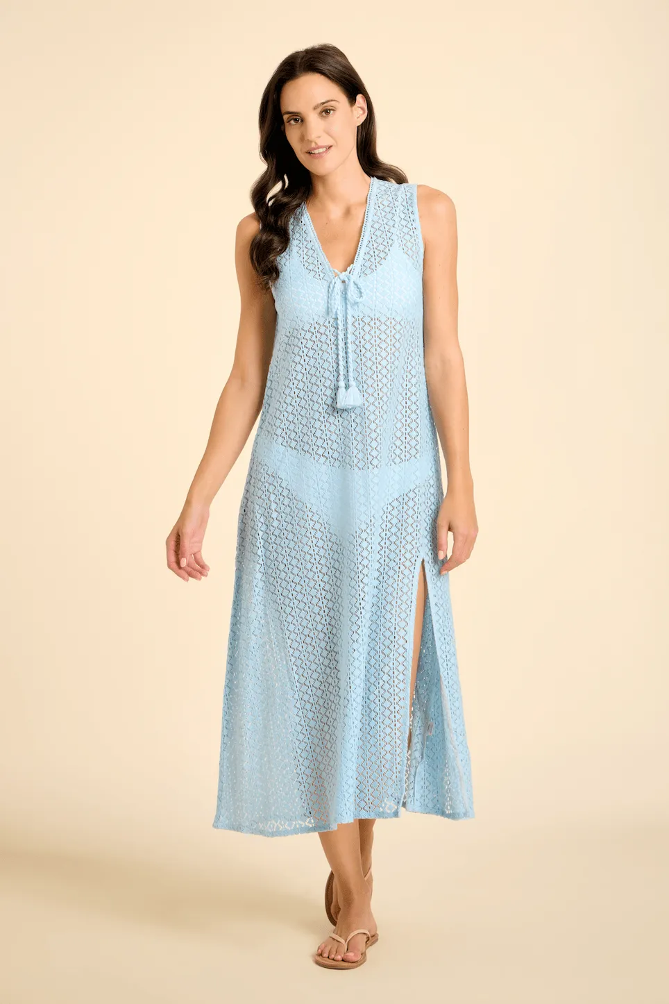 Sorrento Dress - Aria Crochet in Light Blue sold by Modatrova