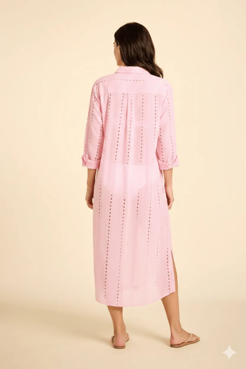Positano Maxi Shirt Dress - Light Pink sold by Modatrova product image thumbnail 2