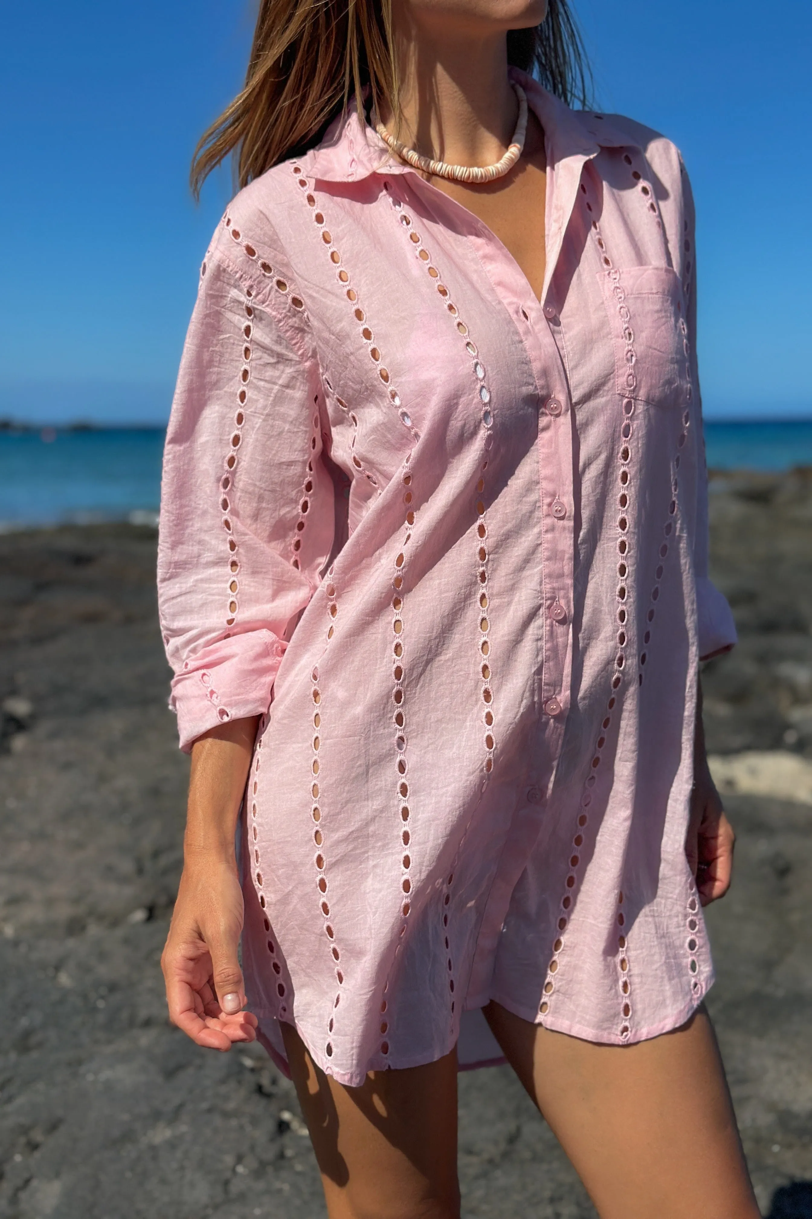 Positano Shirt Dress - Light Pink sold by Modatrova product image thumbnail 4