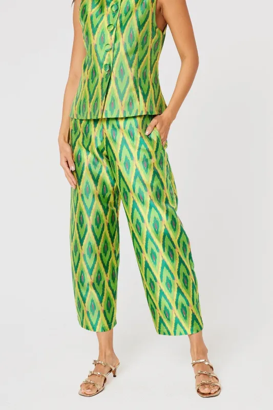 Taylor Pant Lime Ikat Jacquard sold by Modatrova