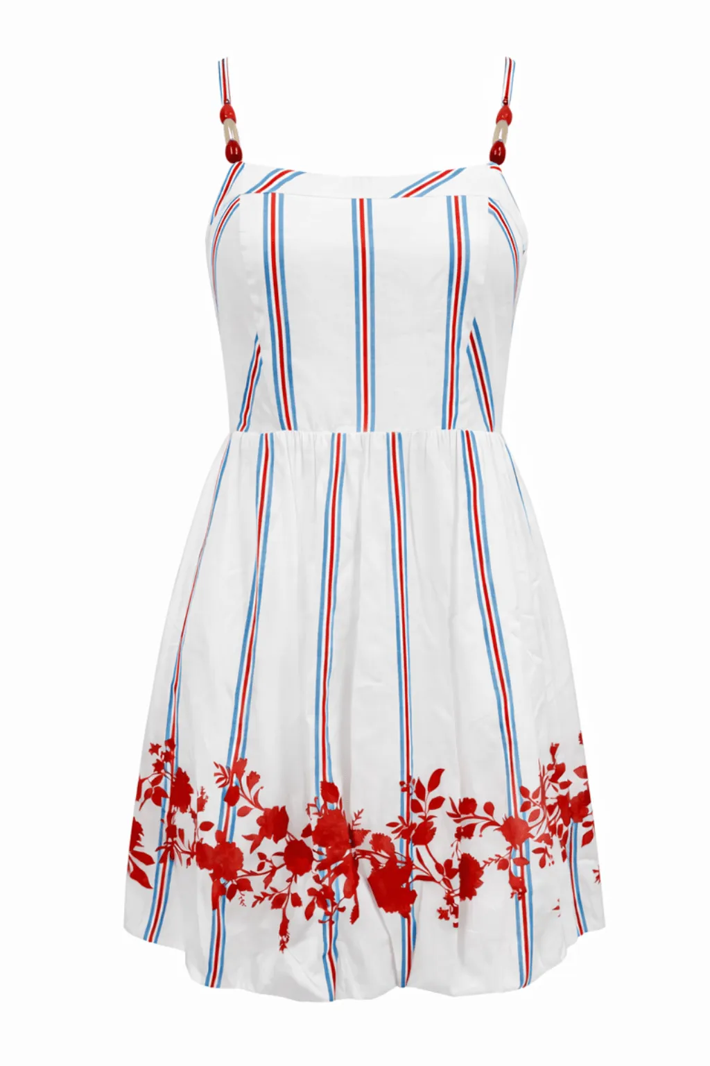 Lora Red Poppy Pinstripe Mini Dress sold by Modatrova product image thumbnail 2