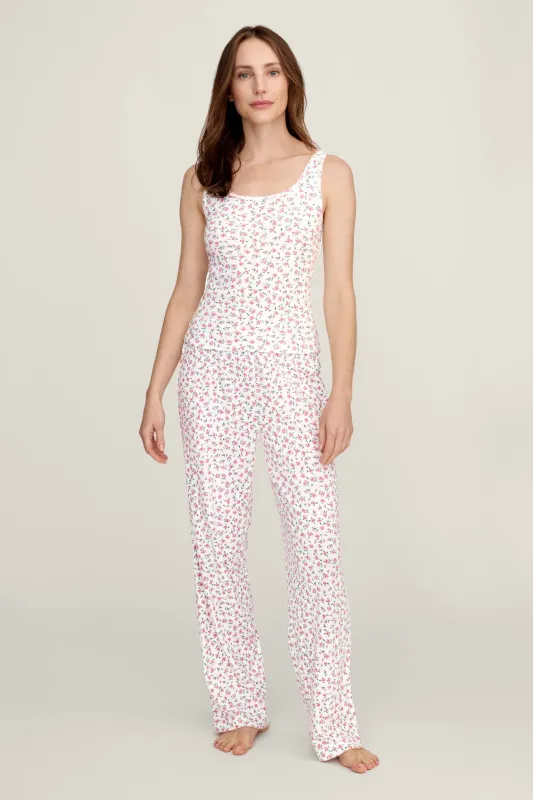 Women's Pointelle Pant in Pink Floral made by Petite Plume