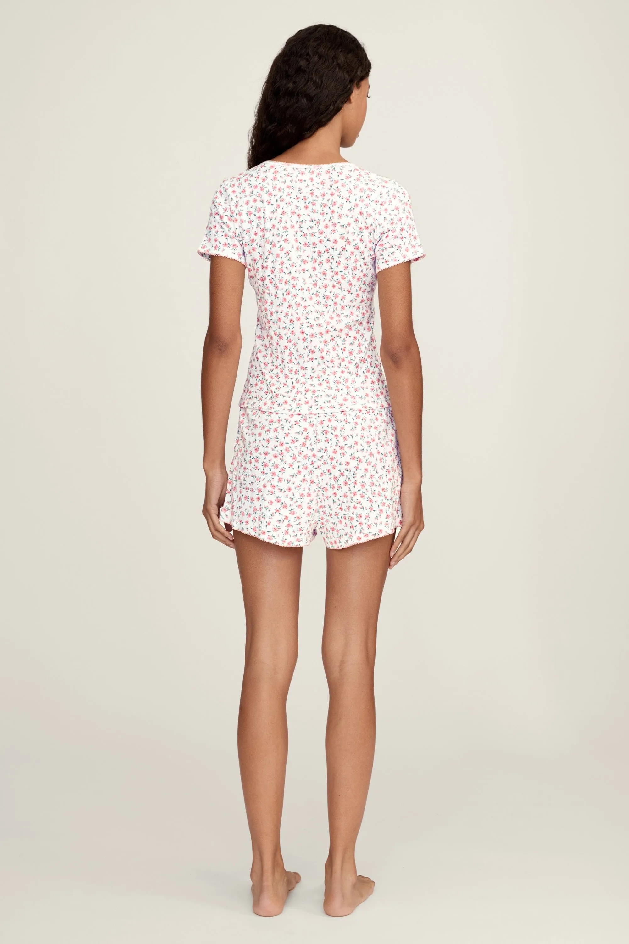 Women's Pointelle T-Shirt in Pink Floral sold by Modatrova product image thumbnail 4