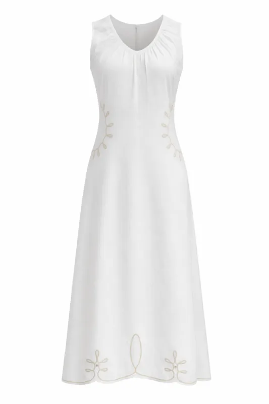 Morris Ivory Embroidery Midi Dress made by Anna Cate