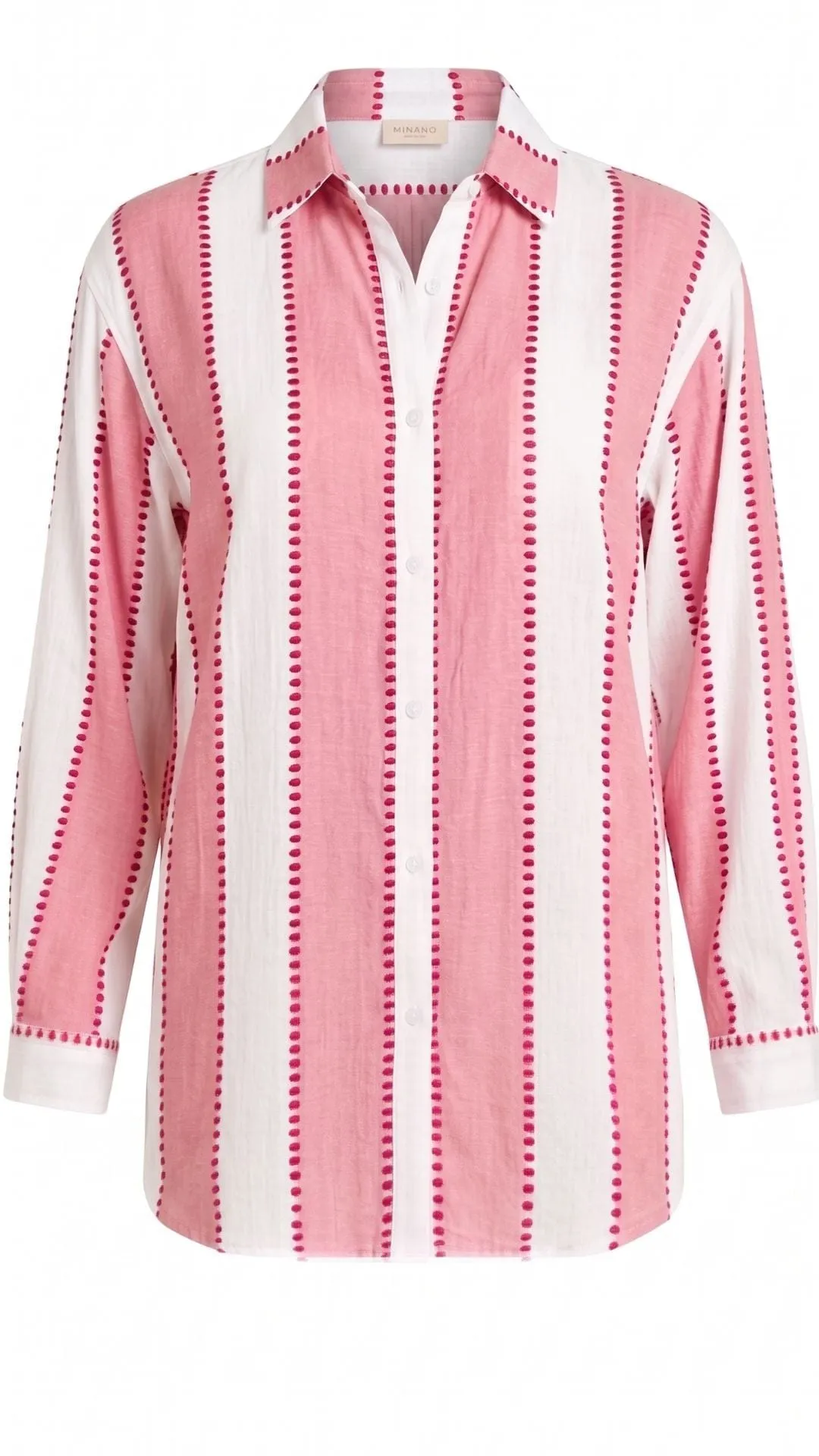 Positano Shirt Dress - Pink/White Cabana Stripes with Dots sold by Modatrova product image thumbnail 5