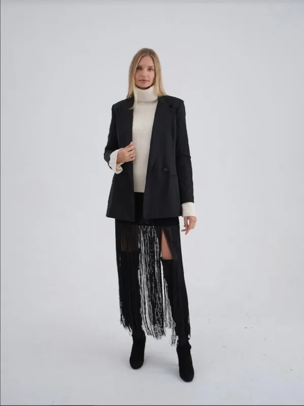 Wool Ribbed Turtleneck Sweater, Ivory sold by Modatrova