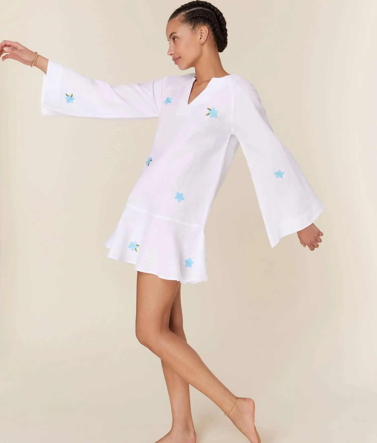 The Serik Mini Dress - Linen - White sold by Modatrova product image thumbnail 4