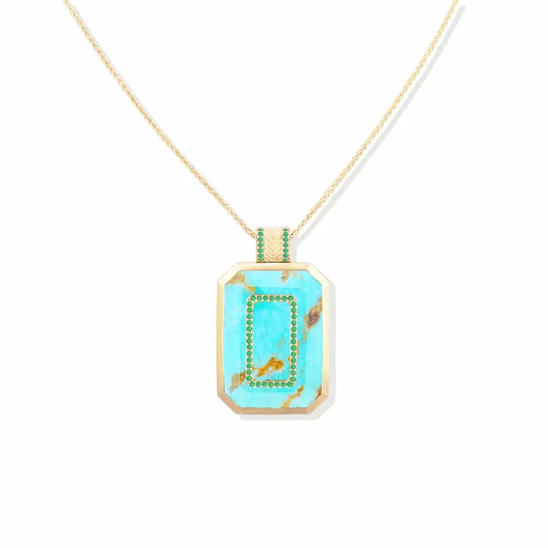 Spark Emerald Cut Pendant Necklace - Turquoise & Emerald sold by Modatrova