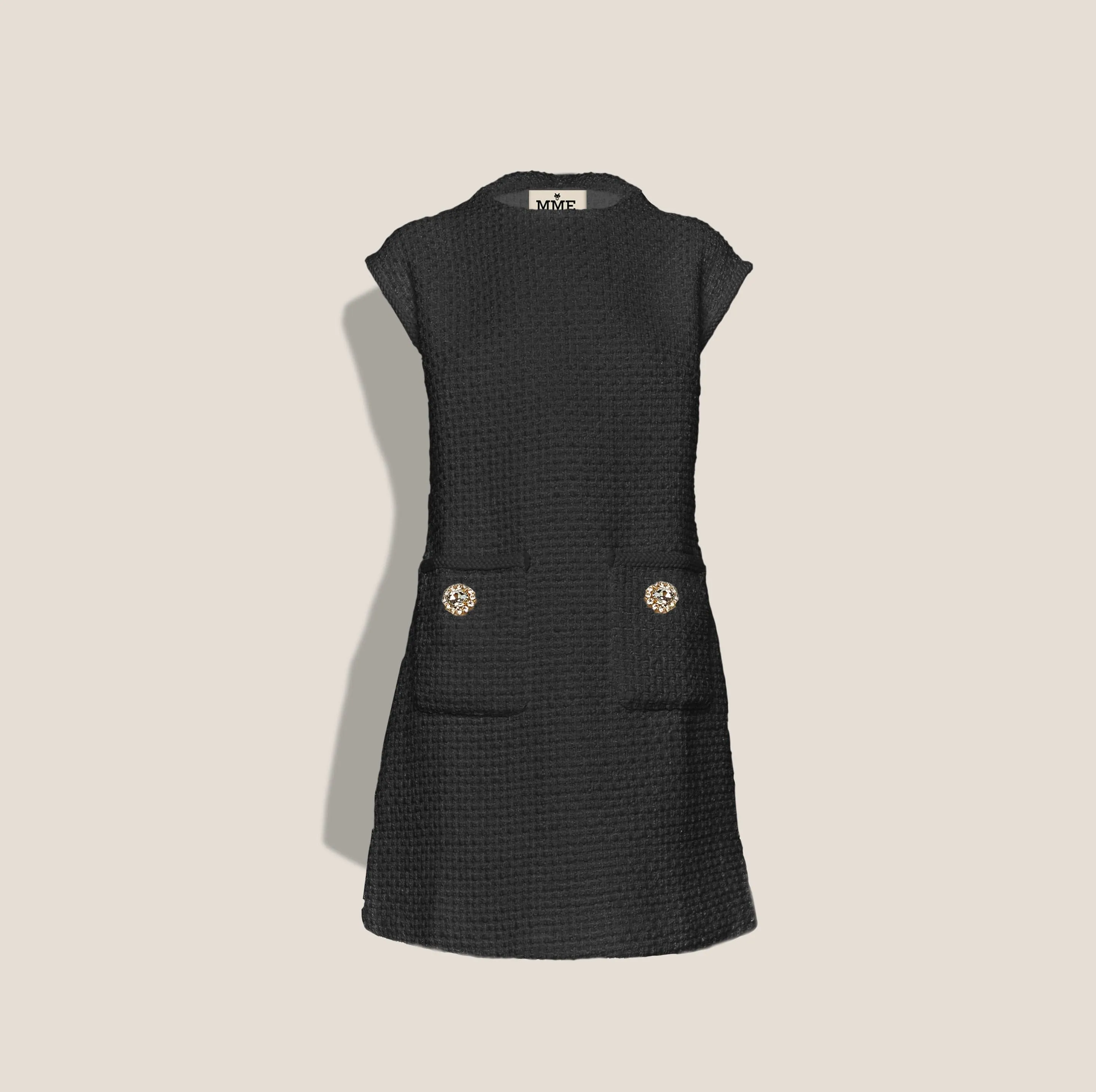 MME. Turlington Bouclé Dress - Noir sold by Modatrova