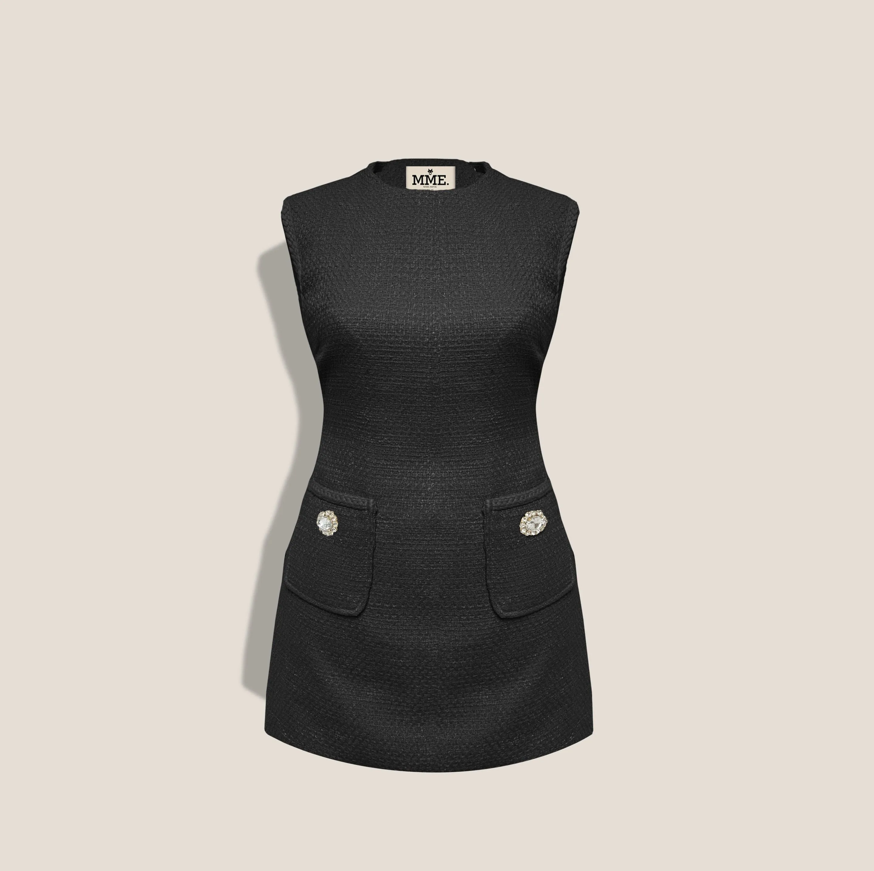 MME. Turlington Bouclé Dress - Noir sold by Modatrova product image thumbnail 3