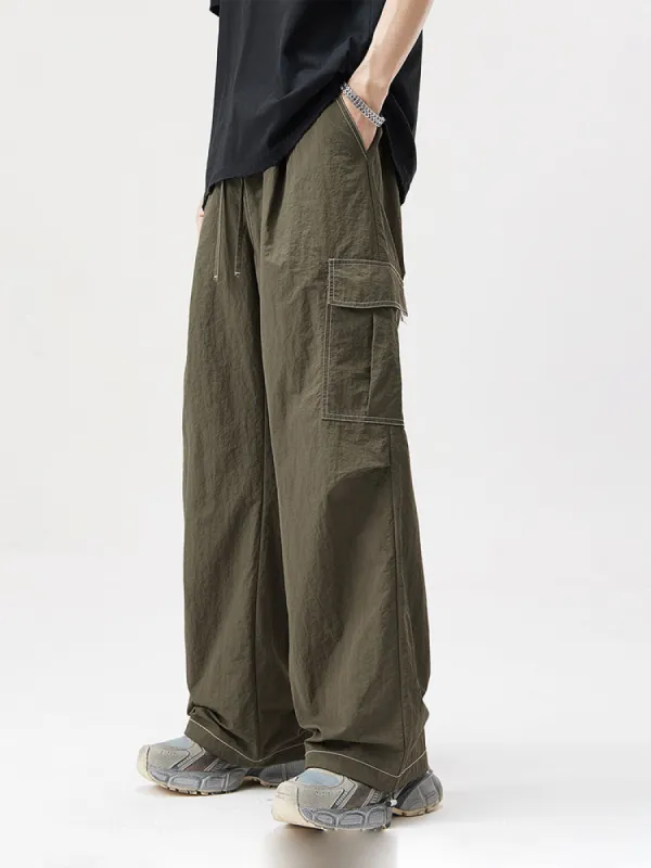 Casual Solid Color Pocket Cargo Pants sold by Oeyes