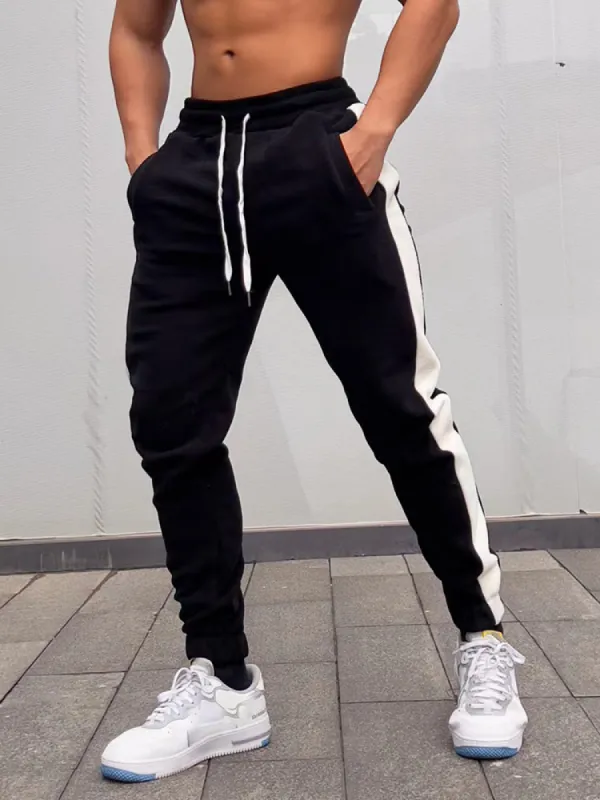 Muscle Men'S Sports Casual Running Gym Workout Reversible Thin Fleece Warm Patchwork Pant sold by Oeyes