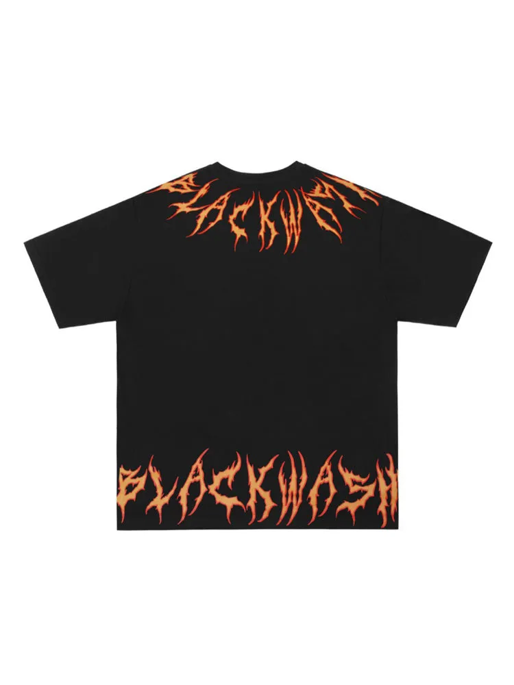 Casual Flame Letter Print T-Shirt sold by Oeyes product image thumbnail 3