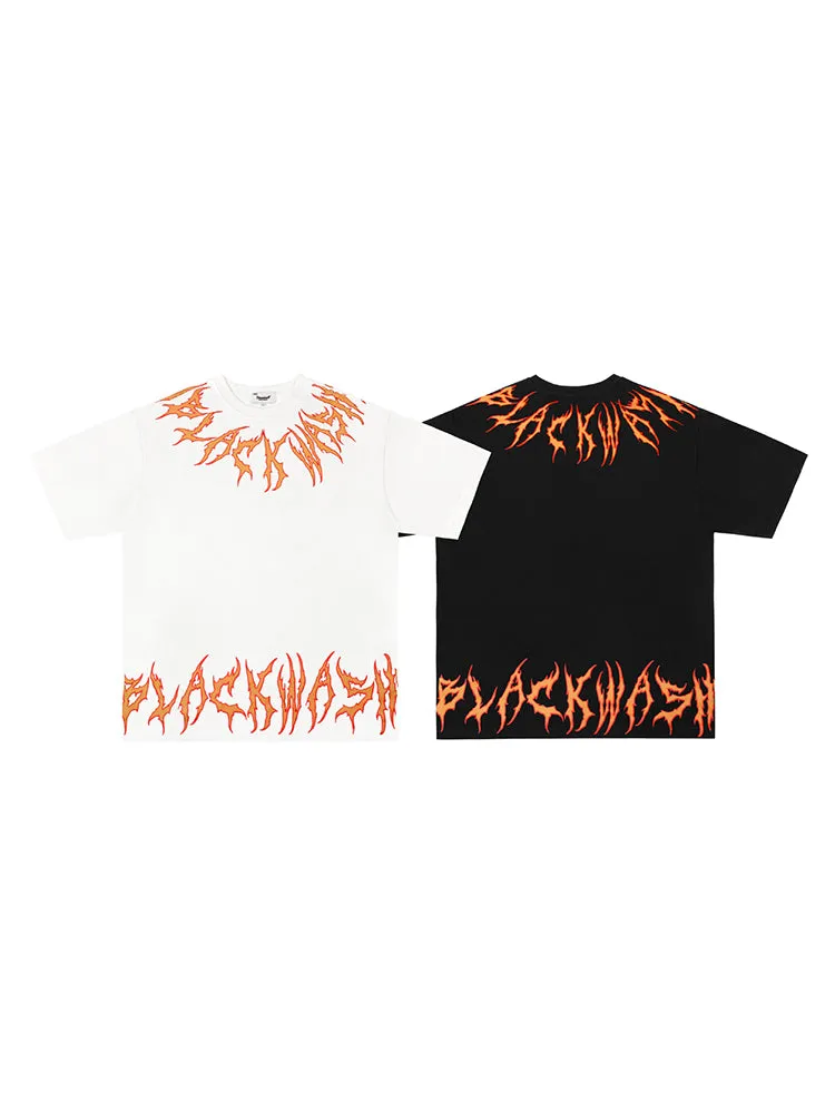 Casual Flame Letter Print T-Shirt sold by Oeyes product image thumbnail 5