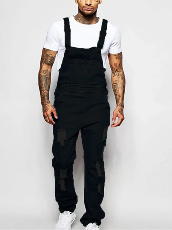 Solid Color Casual Overalls sold by Oeyes