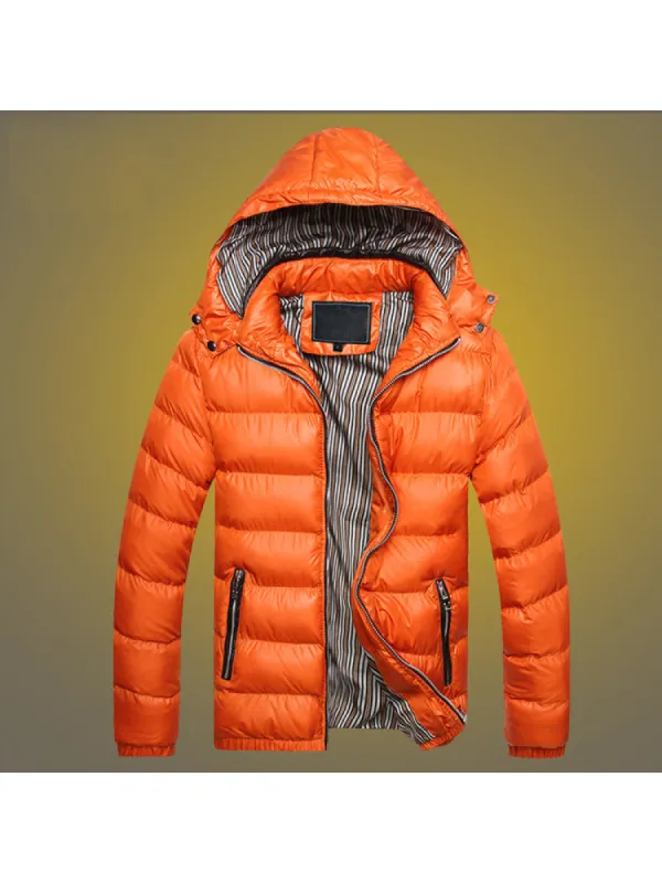 Slim Removable Hood Men'S Thickened Cotton Coat Jacket sold by Oeyes
