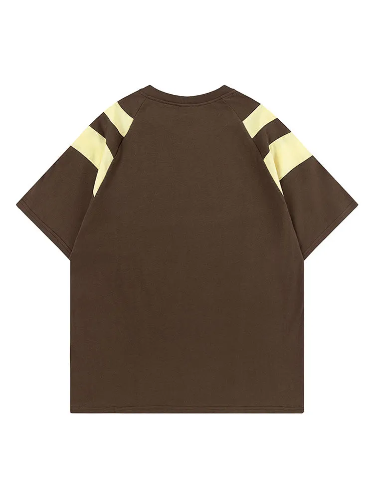 Loose-Fitting Stitch Contrast Color T-Shirt sold by Oeyes product image thumbnail 4