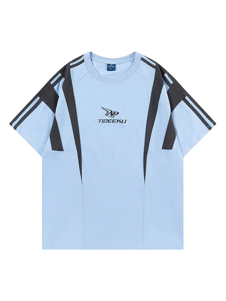 Loose-Fitting Stitch Contrast Color T-Shirt sold by Oeyes product image thumbnail 3