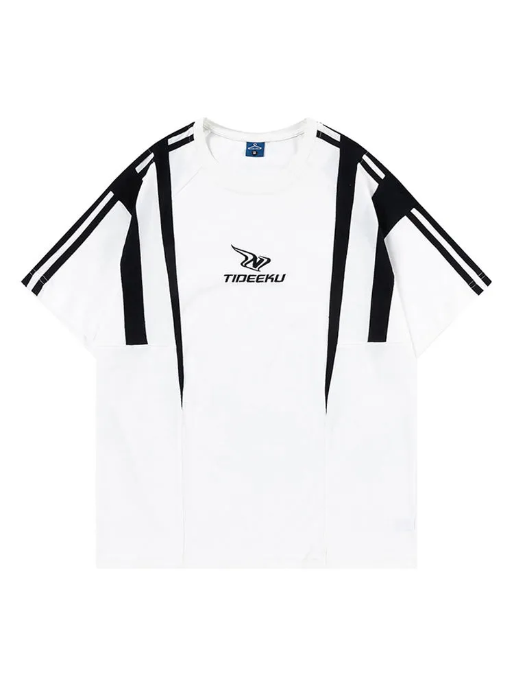 Loose-Fitting Stitch Contrast Color T-Shirt sold by Oeyes product image thumbnail 2