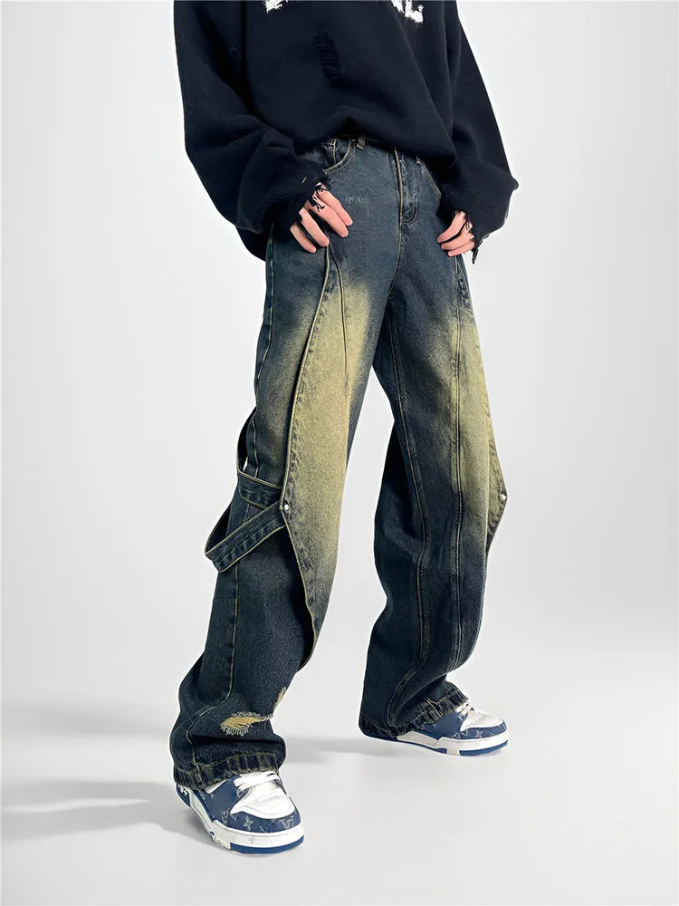 Retro Washed Contrast Color Jeans sold by Oeyes product image thumbnail 5