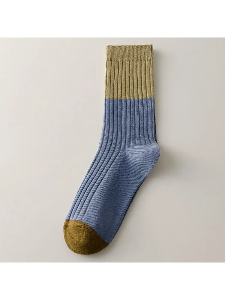 Three Pairs Retro Striped Socks Colorful Splicing Color Cotton Sock sold by Oeyes product image thumbnail 3