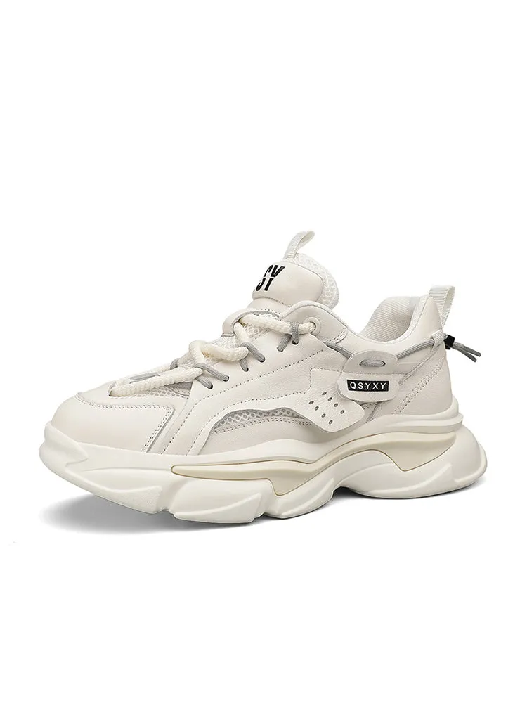 Thick Sole Mesh Leather Chunky Sneakers sold by Oeyes product image thumbnail 2