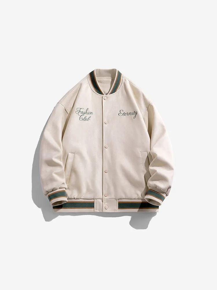 Suede Embroidery Bomber Jacket sold by Oeyes